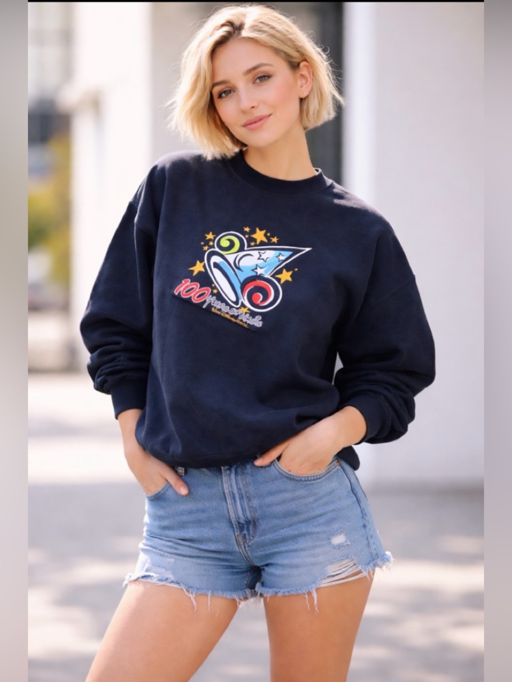 Walt Disney World Crewneck Sweatshirt Mickey Wizard Hat Embroidered  Sz XL. EUC!